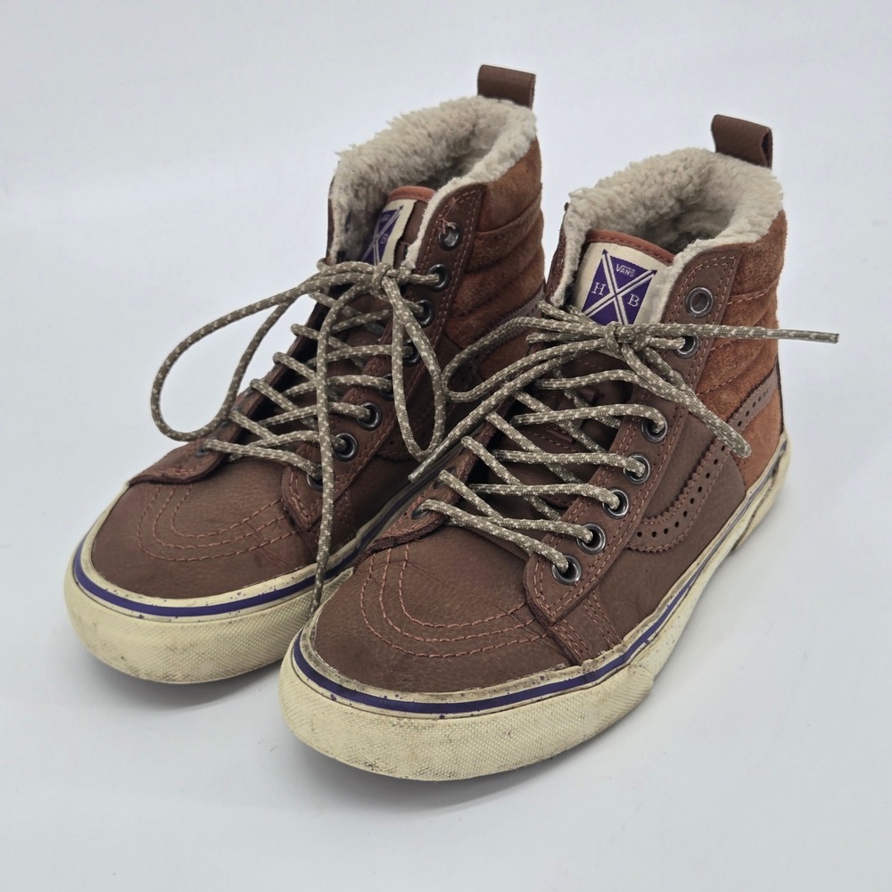 Vans Sk8-Hi MTE Hana Beaman Brown Purple Sherpa Boot Sneakers Kids 4Y Women 5.5